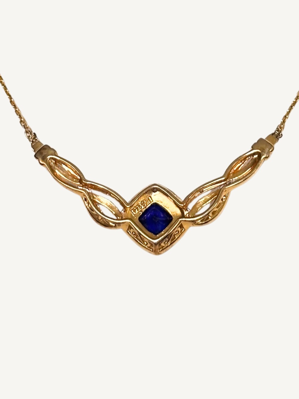 Sapphire and Diamond Choker 16" Necklace 7.9g Vermeil Sterling Silver - Picture 4 of 7